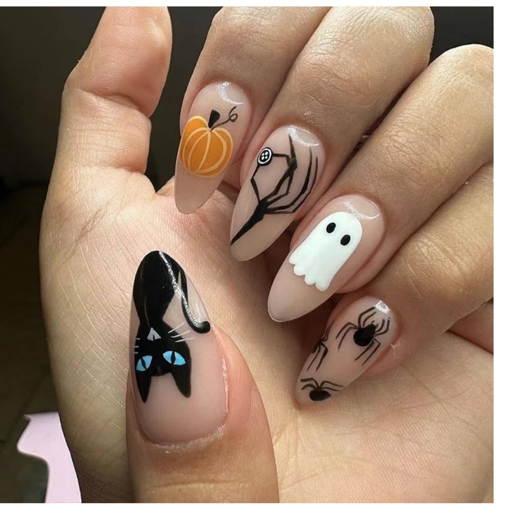Halloween Almond Shape Press-onThemed Nails